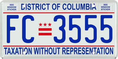 DC license plate FC3555