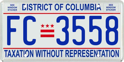 DC license plate FC3558