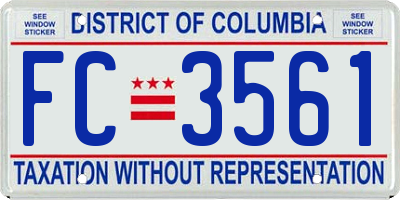 DC license plate FC3561