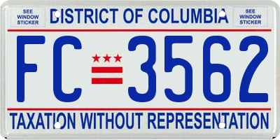 DC license plate FC3562