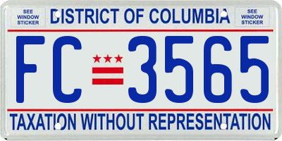 DC license plate FC3565