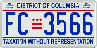 DC license plate FC3566