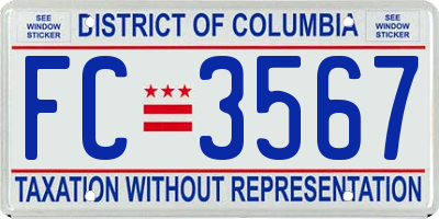 DC license plate FC3567