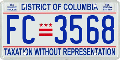 DC license plate FC3568