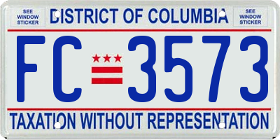 DC license plate FC3573