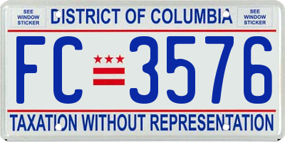 DC license plate FC3576