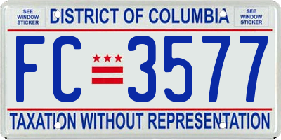 DC license plate FC3577