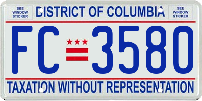 DC license plate FC3580