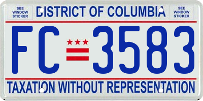 DC license plate FC3583