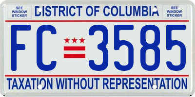 DC license plate FC3585