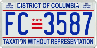 DC license plate FC3587