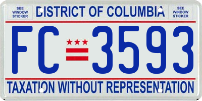 DC license plate FC3593