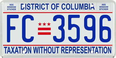 DC license plate FC3596