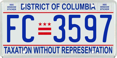 DC license plate FC3597