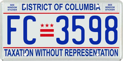 DC license plate FC3598