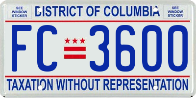 DC license plate FC3600