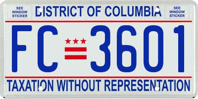 DC license plate FC3601