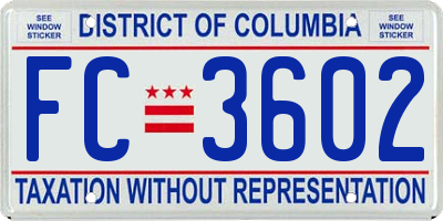 DC license plate FC3602