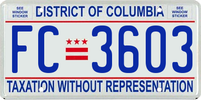 DC license plate FC3603