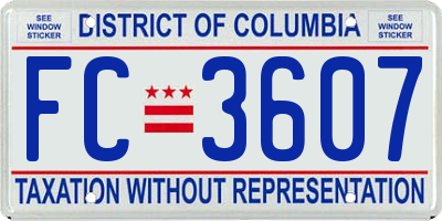 DC license plate FC3607