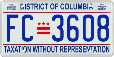 DC license plate FC3608