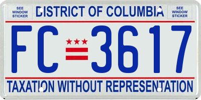 DC license plate FC3617