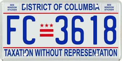 DC license plate FC3618