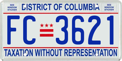 DC license plate FC3621