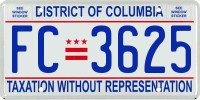 DC license plate FC3625