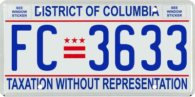 DC license plate FC3633