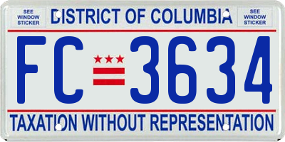 DC license plate FC3634