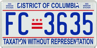 DC license plate FC3635