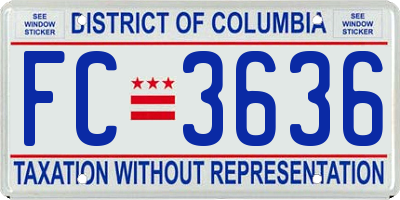 DC license plate FC3636