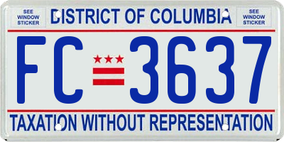 DC license plate FC3637