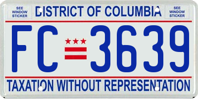 DC license plate FC3639