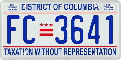 DC license plate FC3641