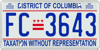 DC license plate FC3643