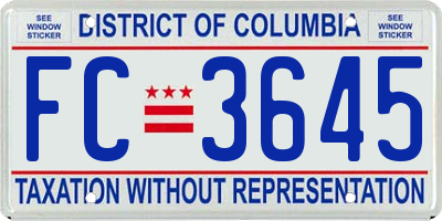 DC license plate FC3645