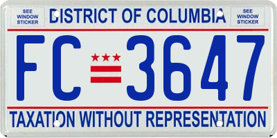 DC license plate FC3647