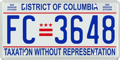 DC license plate FC3648