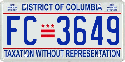 DC license plate FC3649