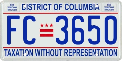 DC license plate FC3650