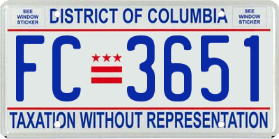 DC license plate FC3651