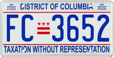 DC license plate FC3652