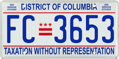 DC license plate FC3653