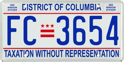 DC license plate FC3654