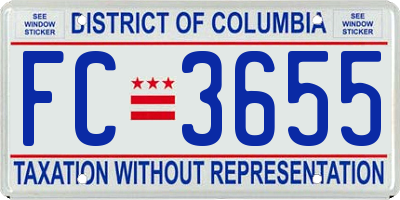 DC license plate FC3655