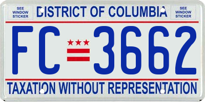 DC license plate FC3662