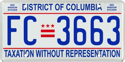 DC license plate FC3663