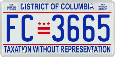 DC license plate FC3665